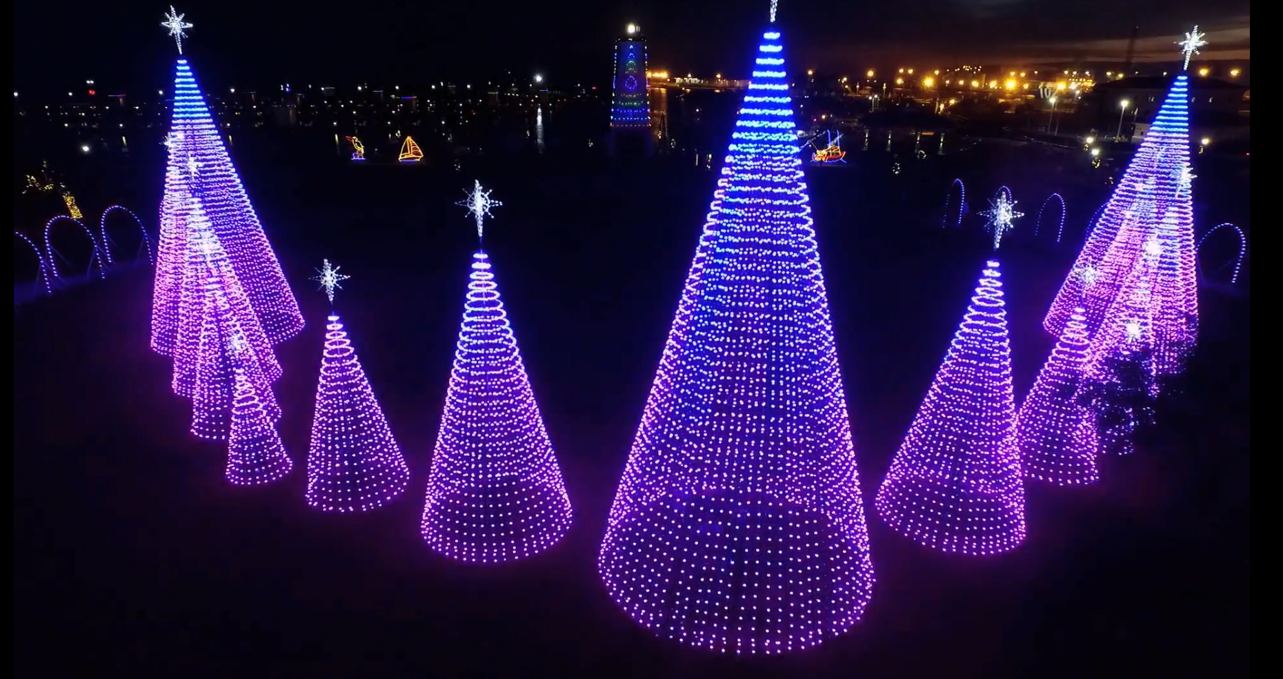Our RGB Trees At Gulfport Harbor Lights Display
