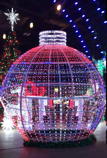 steel frame walk-through ornament is 19 feet tall and covered with programmable rgb lights