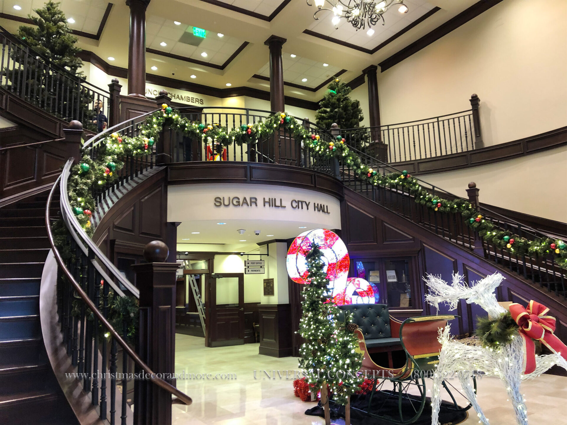 Christmas Garland and Ornamentation at Sugar Hill City Hall