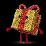 Give me high-five! Money character and gift box character giving high-five. Vector Illustration.